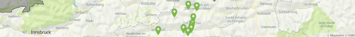 Kartenansicht für Apotheken-Notdienste in der Nähe von Saalbach-Hinterglemm (Zell am See, Salzburg)